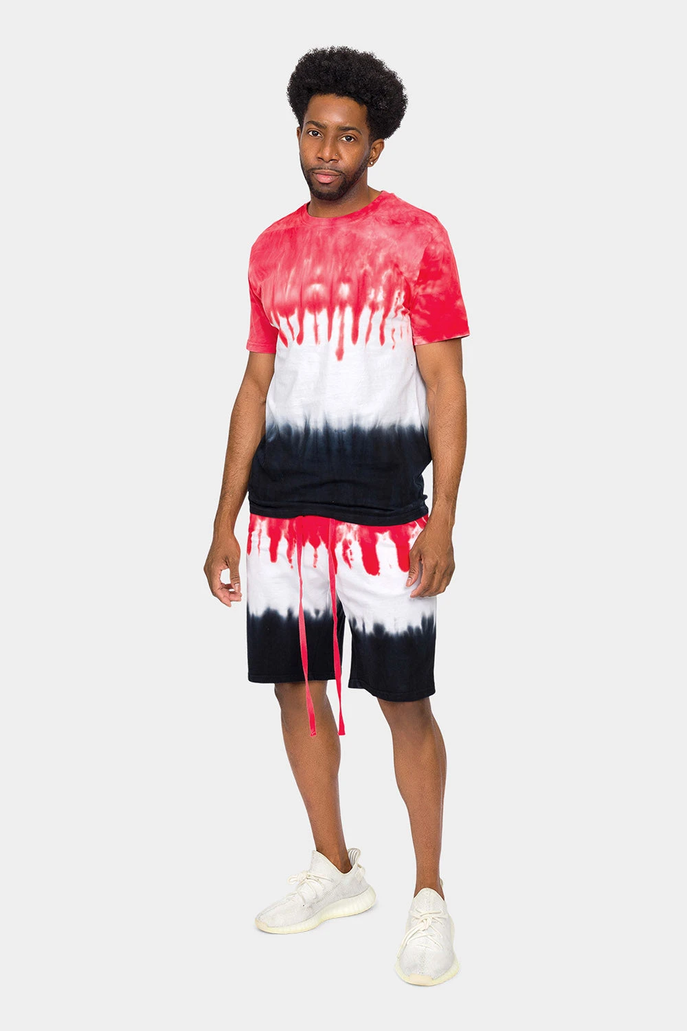 Colorblock Tie Dye Cotton Shirt Shorts Set 1 Colorblock Tie Dye Cotton Shirt Shorts Set