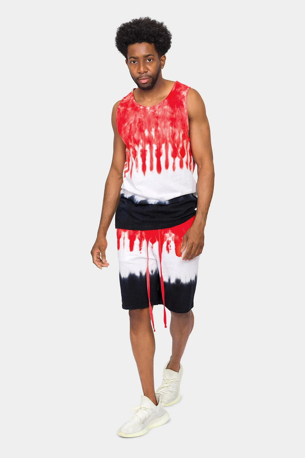 Colorblock Tie Dye Cotton Tank Top Shorts Set 1 Colorblock Tie Dye Cotton Tank Top Shorts Set