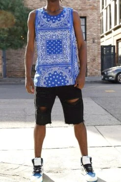 Men's Horizontal Solid Color Bandana Tank Top -Victorious 0000s 0000 TT106 ROYALBLUE 1