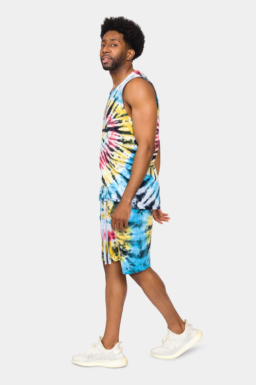 Swirl Tie Dye Cotton Tank Top Shorts Set 2 Swirl Tie Dye Cotton Tank Top Shorts Set - Image 2