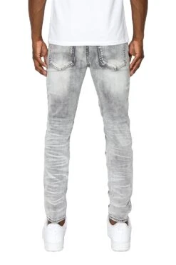 Men's Creased Biker Denim Jeans (New Coloway) -Victorious 0002 DL1083 GREY 3