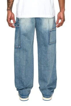 Men's Carpenter Washed Baggy Denim Jeans -Victorious 0003 DL1478 INDIGO 4