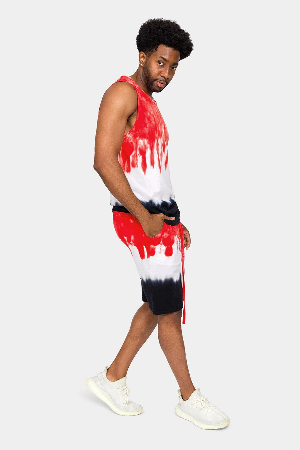 Colorblock Tie Dye Cotton Tank Top Shorts Set 4 Colorblock Tie Dye Cotton Tank Top Shorts Set - Image 4