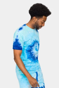 Pastel Contrast Swirl Tie Dye Cotton Shirt -Victorious 0008 TS7418 BLU 4