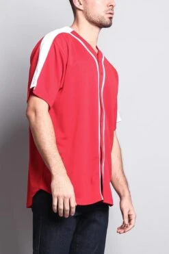 Men's Two Tone Baseball Jersey -Victorious BJ38 RWT 4