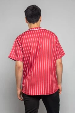 Pin Striped Baseball Jersey -Victorious BJ44 RED 3