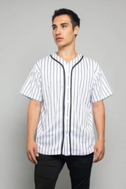 Pin Striped Baseball Jersey -Victorious BJ44 WHT 1