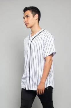 Pin Striped Baseball Jersey -Victorious BJ44 WHT 2