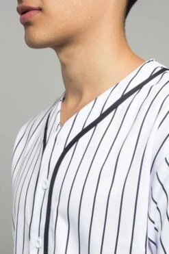 Pin Striped Baseball Jersey -Victorious BJ44 WHT 4