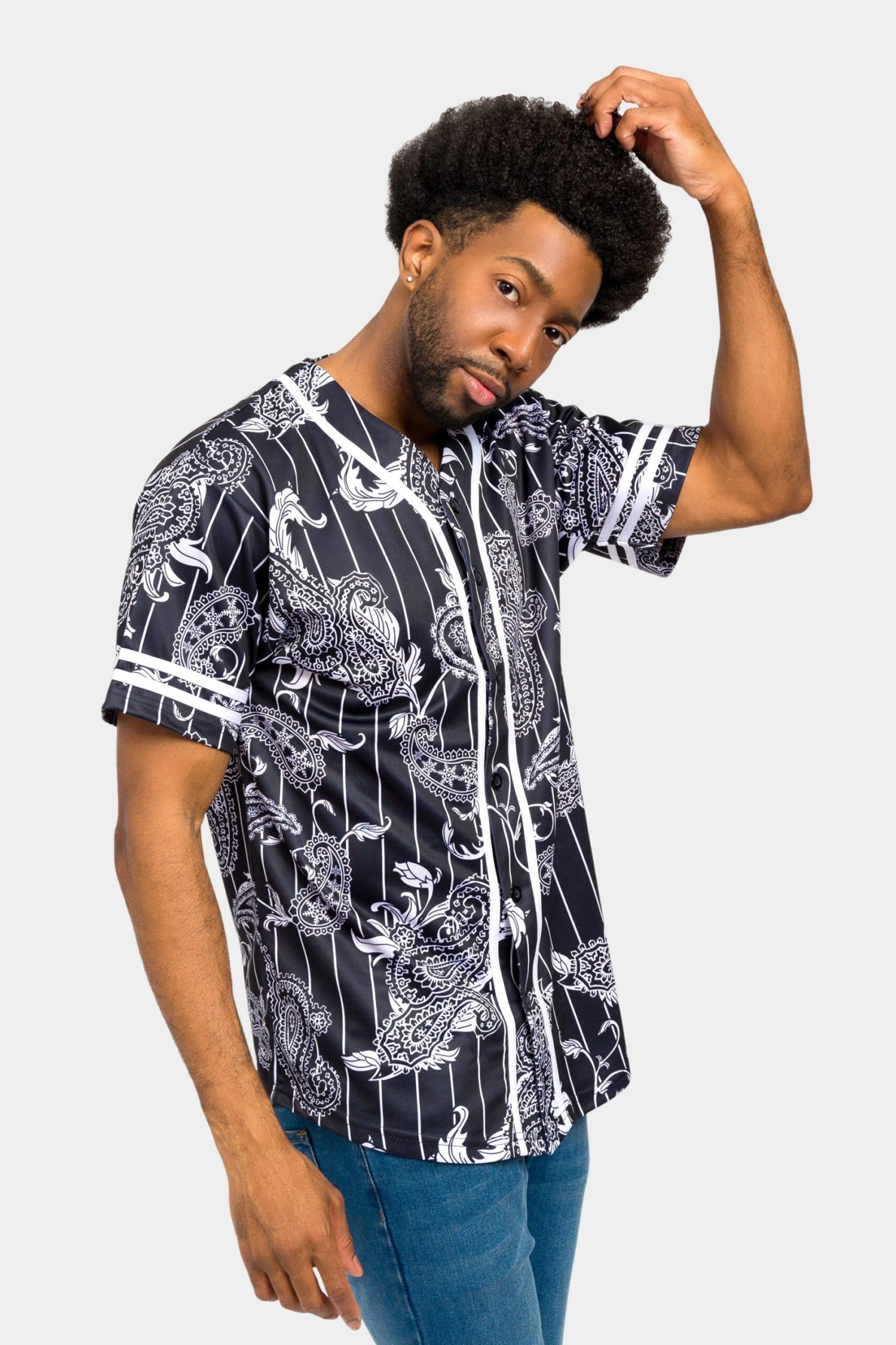 Essential Pinstripe Bandana Paisley Baseball Jersey 19 Essential Pinstripe Bandana Paisley Baseball Jersey - Image 19