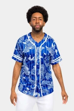 Essential Pinstripe Bandana Paisley Baseball Jersey 25 Essential Pinstripe Bandana Paisley Baseball Jersey -Victorious BJ51 RBL 1