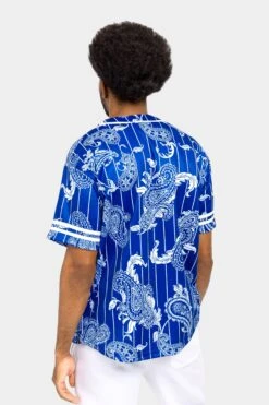 Essential Pinstripe Bandana Paisley Baseball Jersey 27 Essential Pinstripe Bandana Paisley Baseball Jersey -Victorious BJ51 RBL 3