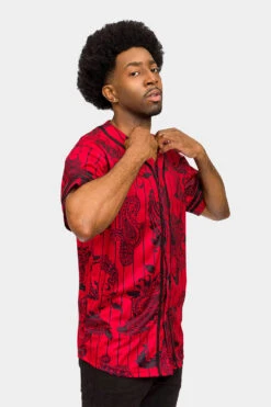 Essential Pinstripe Bandana Paisley Baseball Jersey 23 Essential Pinstripe Bandana Paisley Baseball Jersey -Victorious BJ51 RED 4