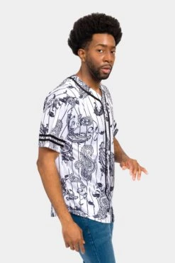 Essential Pinstripe Bandana Paisley Baseball Jersey 33 Essential Pinstripe Bandana Paisley Baseball Jersey -Victorious BJ51 WHT 4