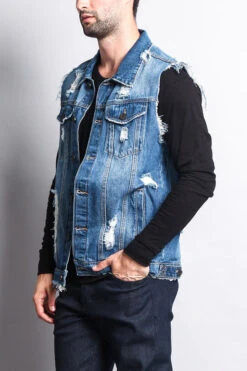 Essential Distressed Denim Vest -Victorious DK101 IND 2