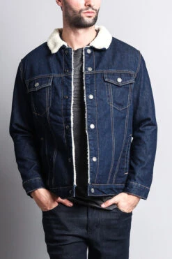 Faux Shearling Denim Jacket -Victorious DK105 BLU 5