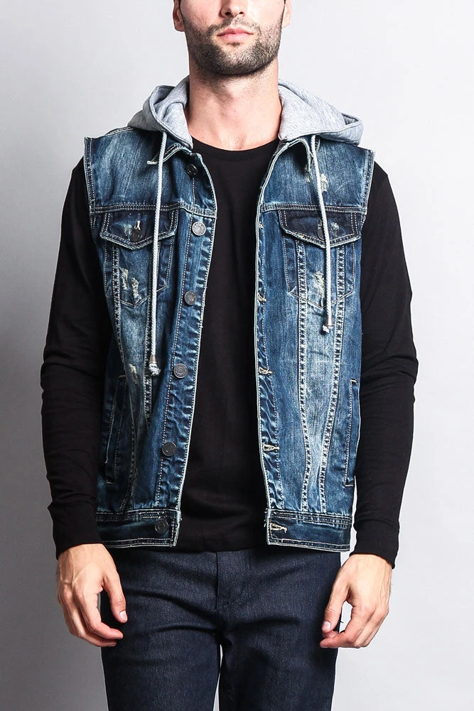 Detachable Hood Denim Vest 2 Detachable Hood Denim Vest - Image 2