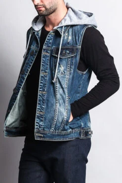 Detachable Hood Denim Vest 22 Detachable Hood Denim Vest -Victorious DK108 DKI 2