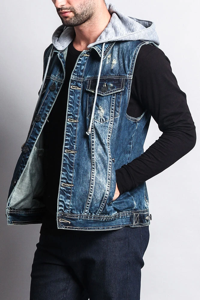 Detachable Hood Denim Vest 3 Detachable Hood Denim Vest - Image 3