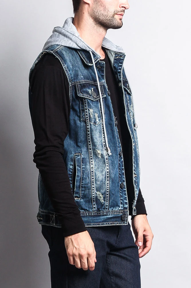 Detachable Hood Denim Vest 5 Detachable Hood Denim Vest - Image 5
