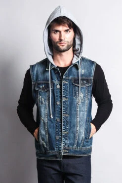 Detachable Hood Denim Vest 25 Detachable Hood Denim Vest -Victorious DK108 DKI 5