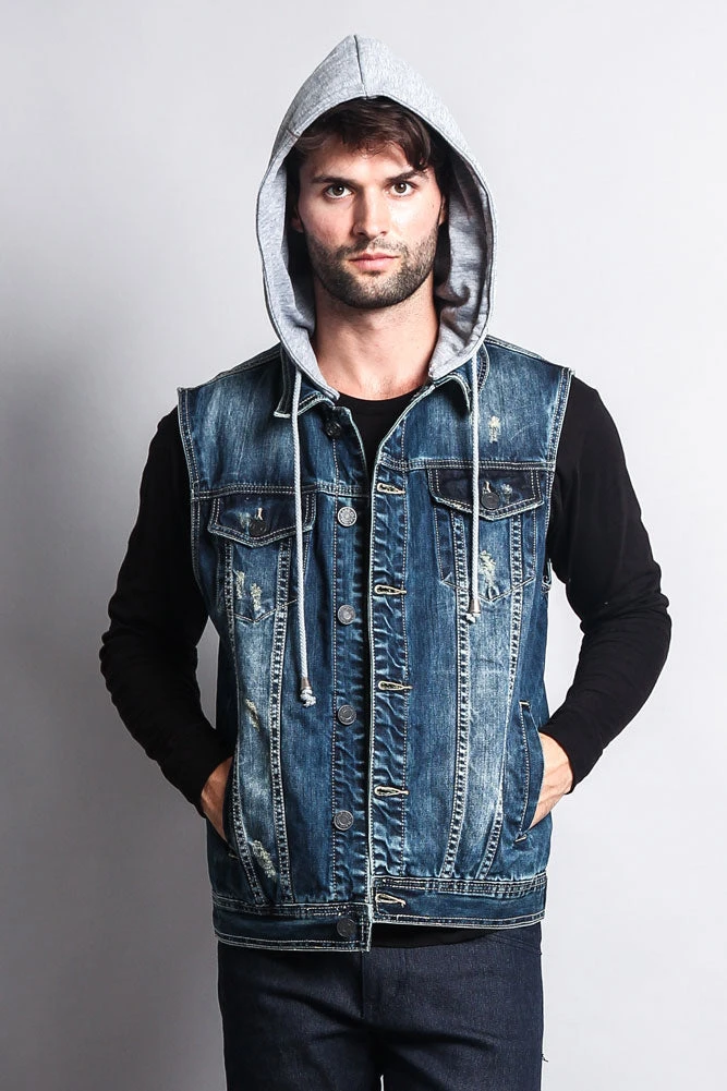 Detachable Hood Denim Vest 6 Detachable Hood Denim Vest - Image 6