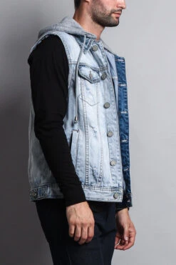 Detachable Hood Denim Vest 30 Detachable Hood Denim Vest -Victorious DK108 ICE 4
