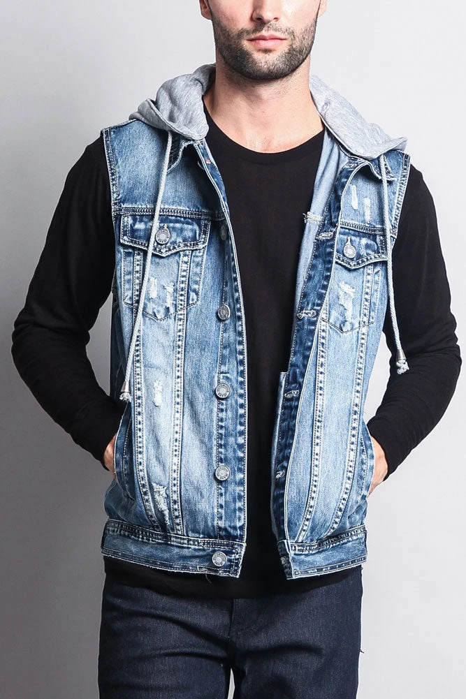 Detachable Hood Denim Vest 15 Detachable Hood Denim Vest - Image 15