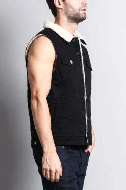 Faux Shearling Vest -Victorious DK113 BLK 3