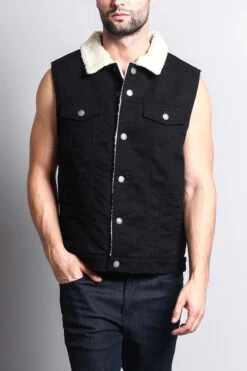 Faux Shearling Vest -Victorious DK113 BLK 5