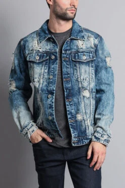 Distressed Scribble Denim Jacket