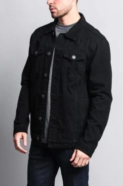 Premium Distressed Denim Jacket -Victorious DK125 BLK 2