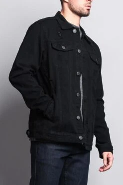 Premium Distressed Denim Jacket -Victorious DK125 BLK 4