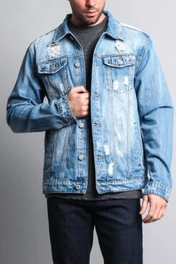 Premium Distressed Denim Jacket -Victorious DK125 IND 1