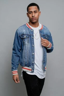 Striped Rib Denim Jacket 9 Striped Rib Denim Jacket -Victorious DK145 IND 4