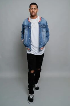 Striped Rib Denim Jacket 10 Striped Rib Denim Jacket -Victorious DK145 IND 5