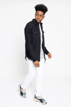 Distressed Denim Button Up Shirt Jacket 30 Distressed Denim Button Up Shirt Jacket -Victorious DK158 BLK 5 161c4085 e1dd 4019 858b 5630863f0a02