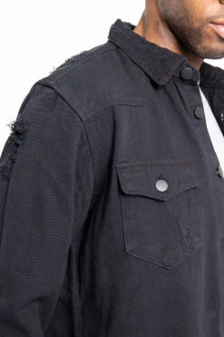 Distressed Denim Button Up Shirt Jacket 29 Distressed Denim Button Up Shirt Jacket -Victorious DK158 BLK 6 9233971b 9718 4b66 b950 fd41b53955b7