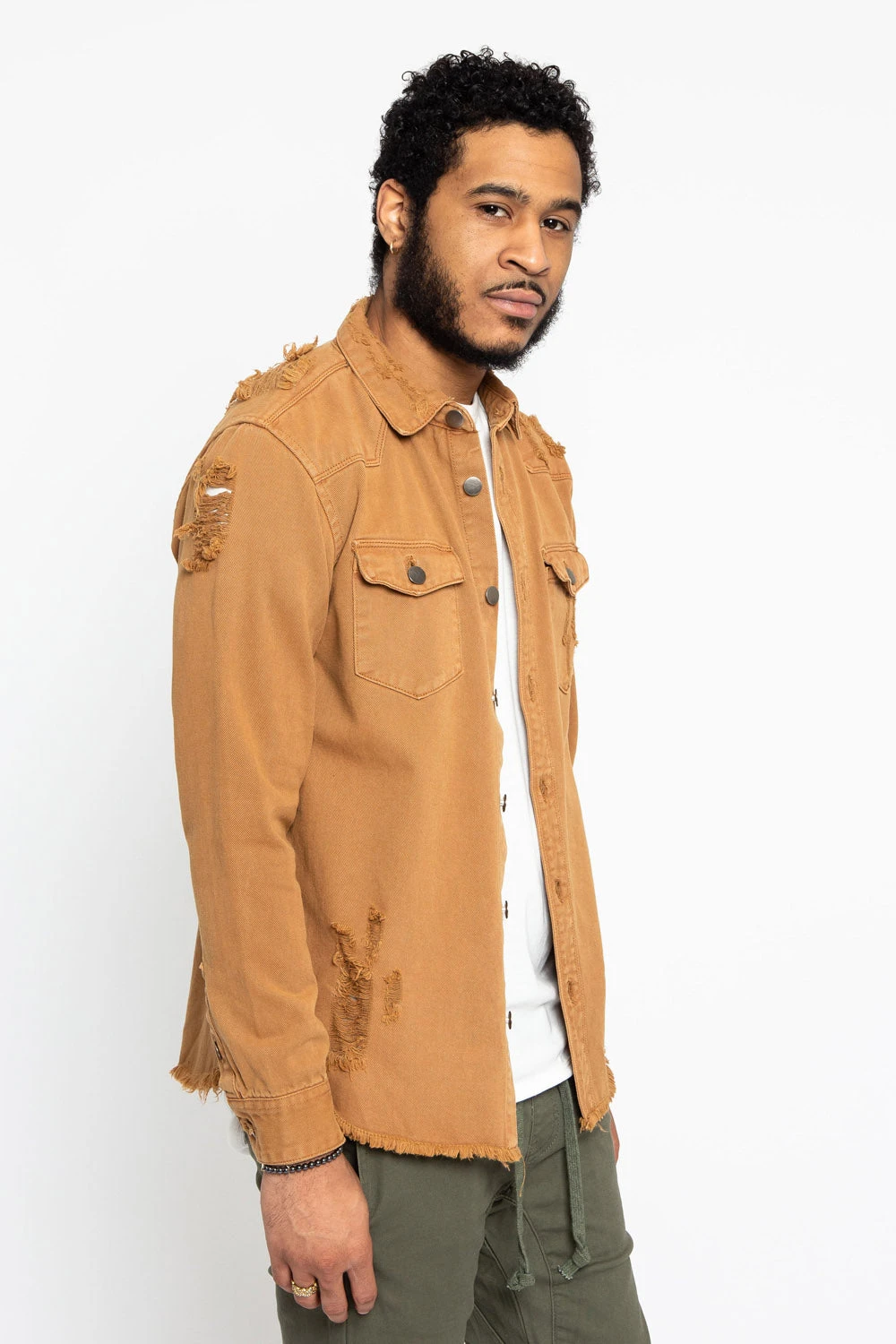 Distressed Denim Button Up Shirt Jacket 20 Distressed Denim Button Up Shirt Jacket - Image 20