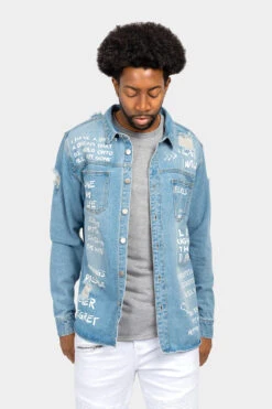 Who I Am Button Down Denim Shirt Jacket -Victorious DK195 LTI 1