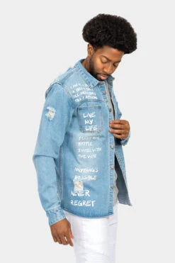 Who I Am Button Down Denim Shirt Jacket -Victorious DK195 LTI 4