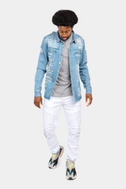 Who I Am Button Down Denim Shirt Jacket -Victorious DK195 LTI 5