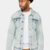 Faded Paisely Print Denim Jacket