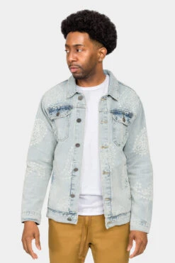 Victorious 10 Faded Paisely Print Denim Jacket