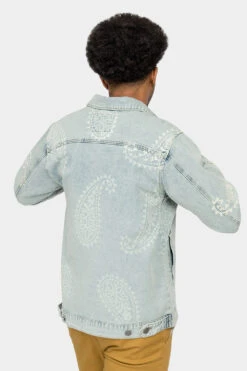 Faded Paisely Print Denim Jacket -Victorious DK202 LTI 3