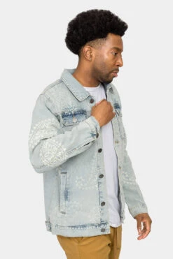 Faded Paisely Print Denim Jacket -Victorious DK202 LTI 4