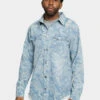 Faded Bandana Paisley Denim Overshirt