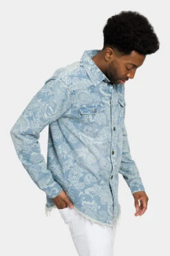 Faded Bandana Paisley Denim Overshirt -Victorious DK204 LTI 4