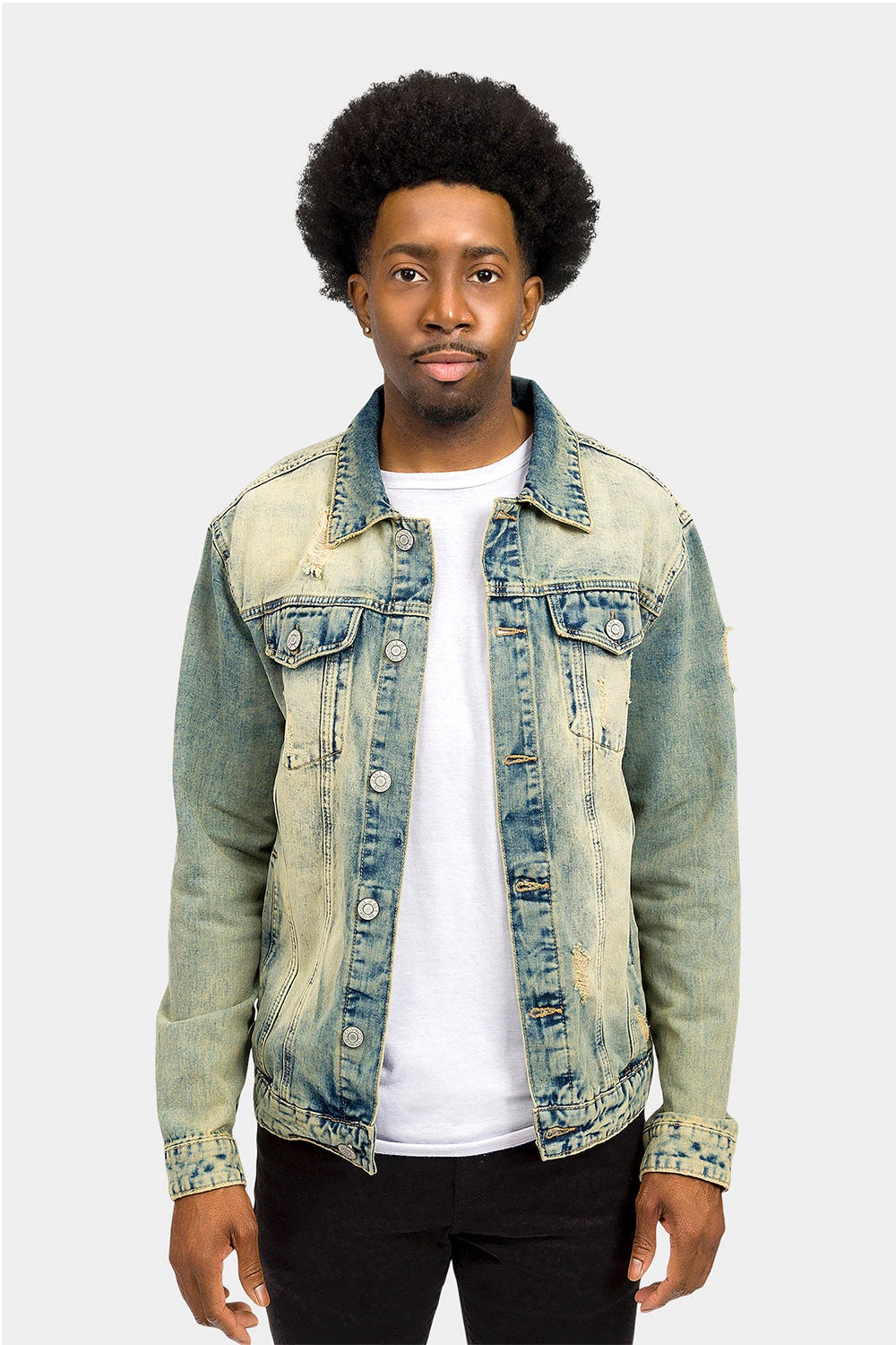 Distressed Lion Print Denim Jacket 1 Distressed Lion Print Denim Jacket