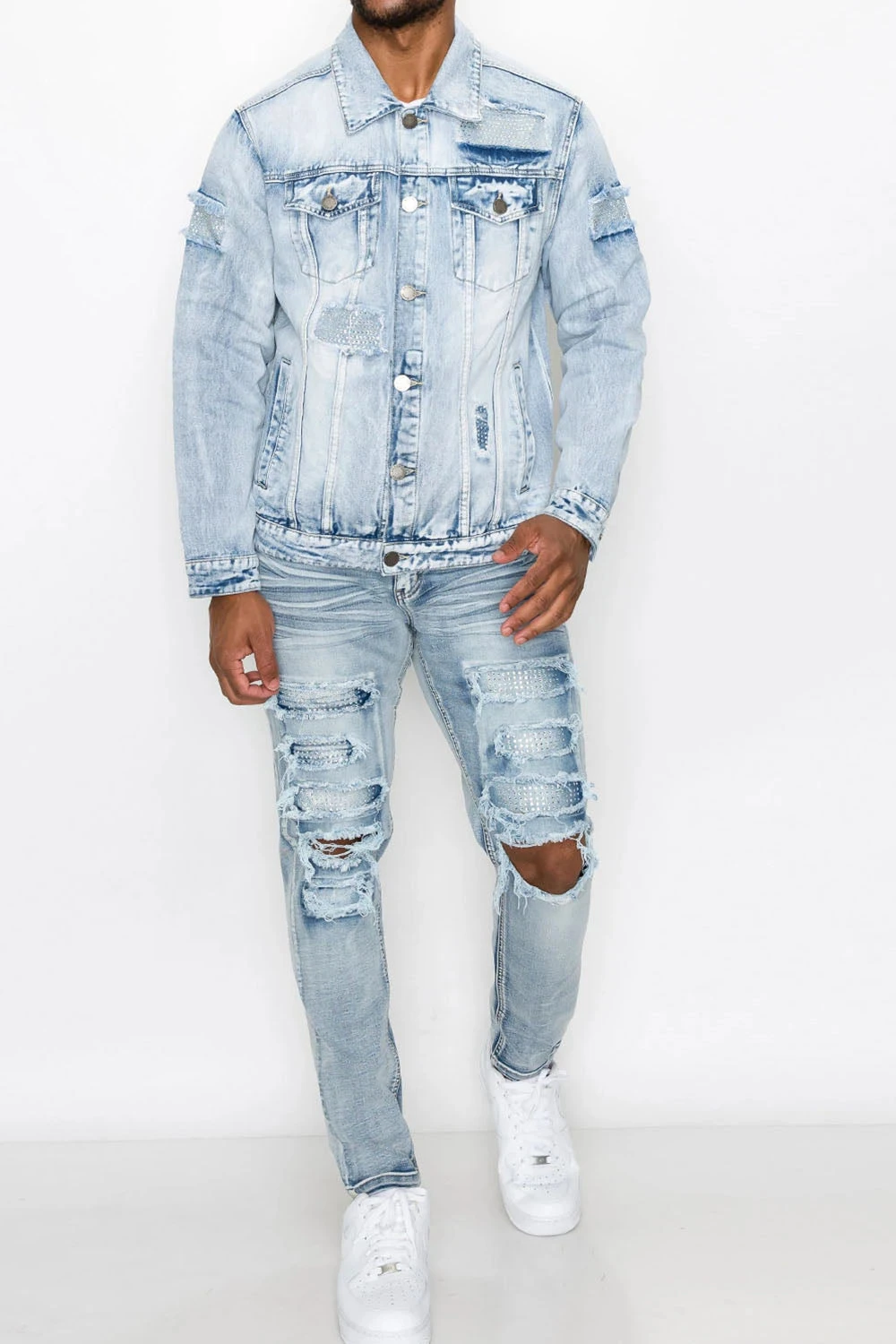 Faded Diamond Denim Jacket 2 Faded Diamond Denim Jacket - Image 2